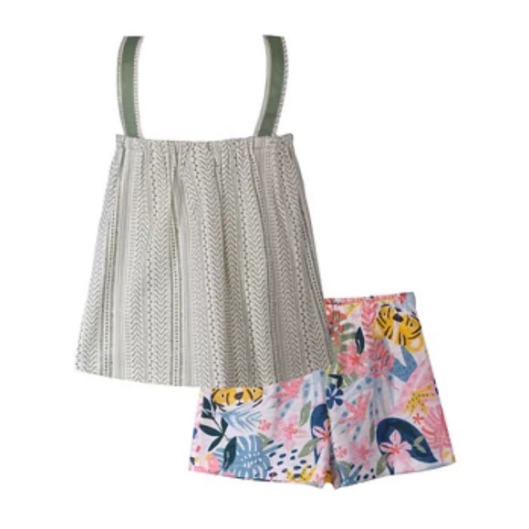 Bonnie Jean Toddler Girls Sleeveless Tropical Print Shorts Set - Picture 2 of 11